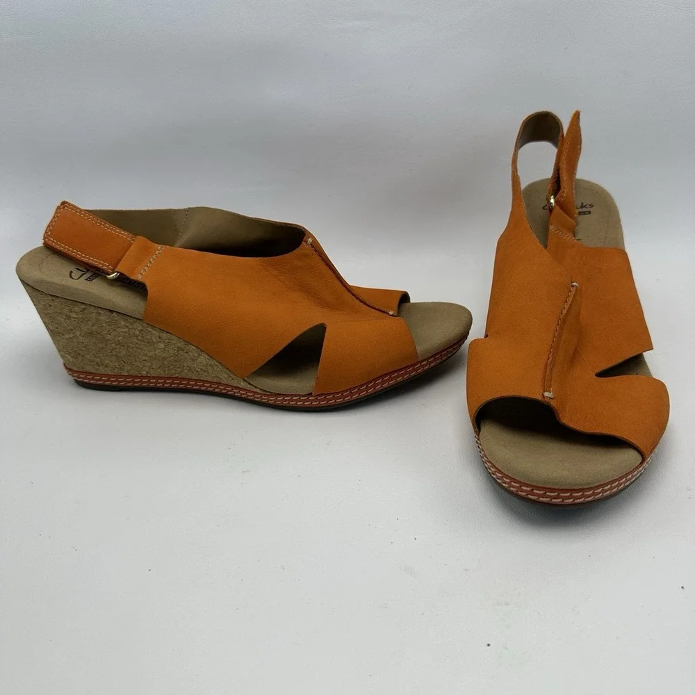 Clarks Orange Wedge Sandals